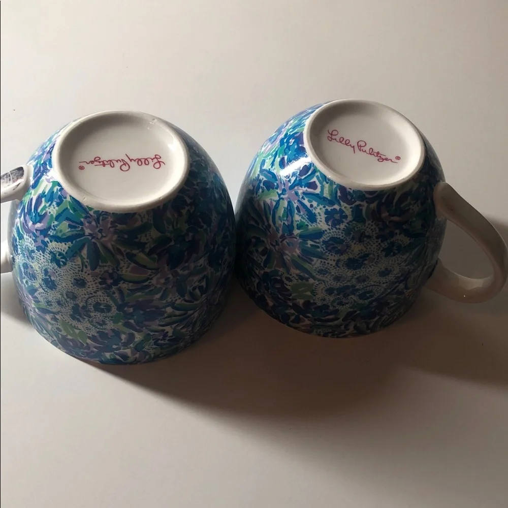 Lilly Pulitzer Blue and Green Patterned Mugs - Picture 10 of 11